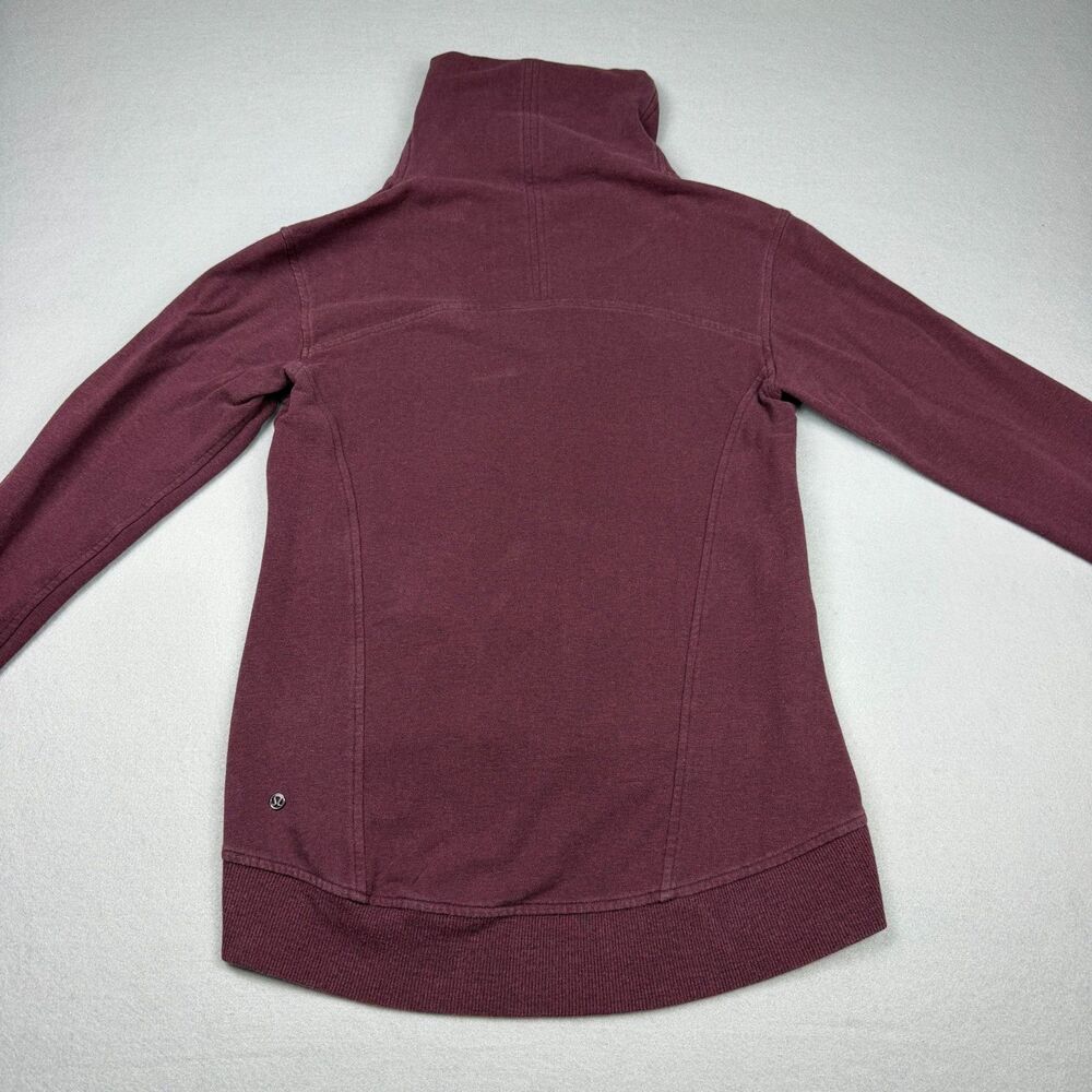 Lululemon Sweatshirt Womens 4 Red Cowl Neck Pullover Zip Pocket Logo Yoga Top - Picture 3 of 16